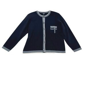 MICHA Fashion Group Denmark Merino Wool Blend Cardigan Sweater Black Gray M